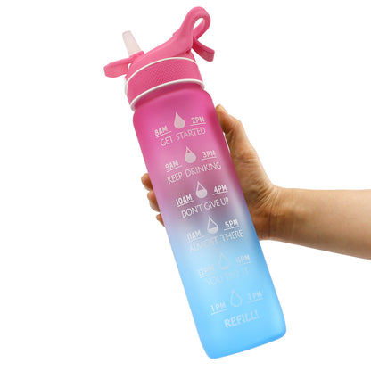 Sports Water Bottle 1000ml Bounce Cover Straw