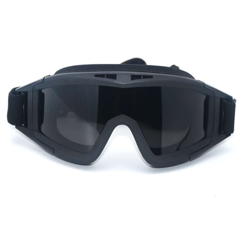 Desert Grasshopper Tactical Goggles with full rim frame and adjustable strap for sports and outdoor activities.